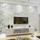 10 m Metallic Damask Embossed Wallpaper Grey Silver Glitter Room Wall Paper DIY
