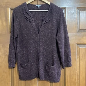 JJill Silk Blend Marled Maroon Cardigan Sweater Women’s Size Large L - Picture 1 of 6