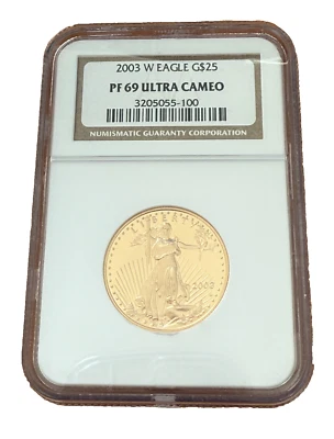 US 2003 W Gold 1/2 oz $25 NGC PF69UC Proof Gold Eagle - Image 1 of 2