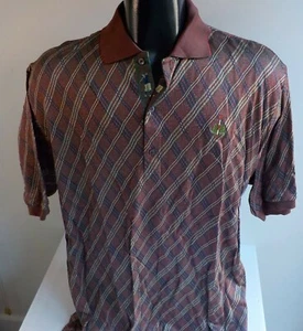 BOBBY JONES Red/Navy/Beige Patterned SS Golf Polo Shirt SZ LARGE - Picture 1 of 5