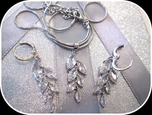 zircon AAA g gemstone ladies silver lab creat necklace Earring set party wedding - Picture 1 of 6