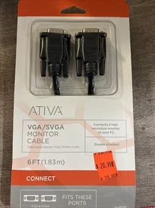 Ativa VGA/SVGA Monitor Ext Cable 6 Feet HDB 15 Male/ HDB Male Item # 828-540 - Picture 1 of 4