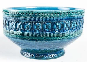 Vintage Bitossi Rimini blau Aldo Londi italienische glasierte Keramik Keramik Schale - Bild 1 von 4