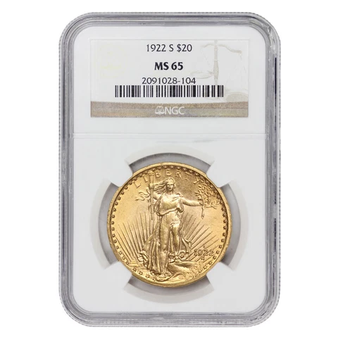 1922-S $20 Saint Gaudens NGC MS65 San Francisco Gold Double Eagle gem graded Cover
