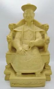 Antique Chinese Carved Stone Seated Qianlong Emperor Sculpture on Dragon Throne - Picture 1 of 12