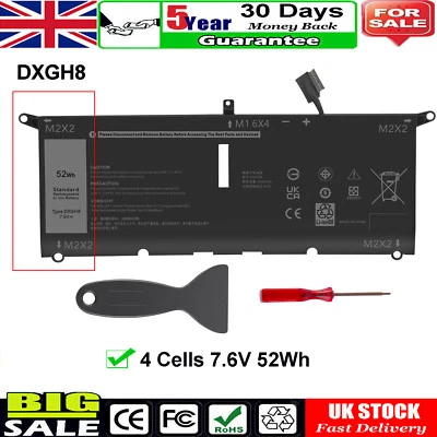 DXGH8 Battery For Dell XPS 13 9370 9380 7390 Inspiron 13 5390 5391 Series Laptop - Image 1 of 4