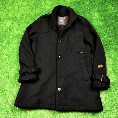 G-star Coat mens Medium Morter P Black Buckle Wool Outdoors coat  classic adult - Image 1 of 4