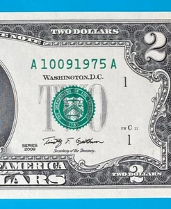 October 9, 1975 / 10 September 1975 : A 10091975 A BIRTHDAY $2 Two Dollar Bill - Picture 1 of 3