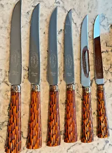 Sheffield England 6 Piece Steak Knife Set Faux Deer/Stag Horn Handle - Stainless - Picture 1 of 6