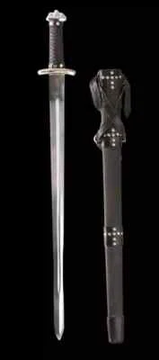 Espada vikinga Godfred hecha a mano lista para la batalla con vaina de madera afilada Foto 1 de 4