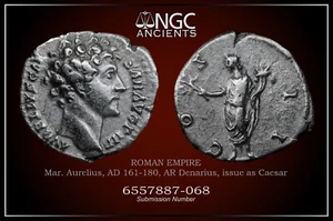 Marcus Aurelius Caesar Ancient coin NGC Ch VF. AR Denarius AD 161-180. A1261 - Picture 1 of 9