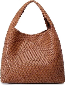 Fashion Woven Purse Top-handle Shoulder Bag Soft Summer Hobo Tote Bag w/ Clutch - Picture 1 of 3