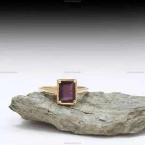 Natural Ruby Solitaire Band Wedding Ring 14k Yellow Gold Fine Jewelry - Picture 1 of 5