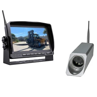 Digital Wireless 7" Monitor Split 2 Screen+Forklift Front View Camera Waterproof - Image 1 of 4