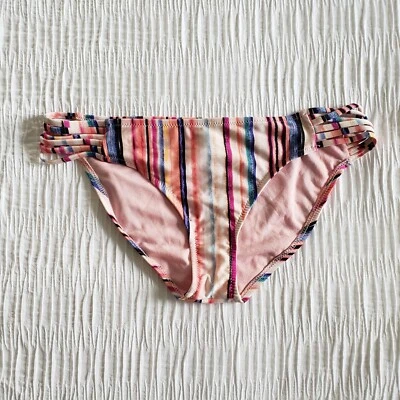 Raisins L Large Striped Strappy Cocoa Beach Bikini Swimsuit Bottoms NWoT - Image 1 of 4