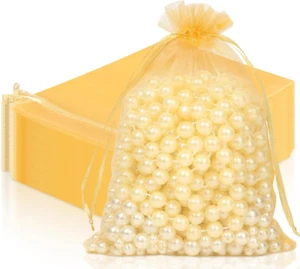 100PCS Premium Sheer Organza Bags, Gold Wedding Favor Bags with Drawstring, 4X6 - Picture 1 of 6