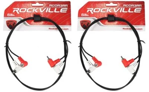 (2) Rockville RCDR3RR 3' Dual RCA to Dual RCA Right Angle Cables 100% Copper - Picture 1 of 2