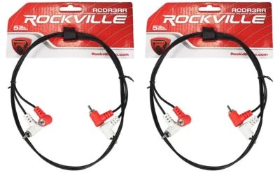 (2) Прямоугольные кабели Rockville RCDR3RR 3' Dual RCA - Dual RCA 100% медь     - Изображение 1 из 2