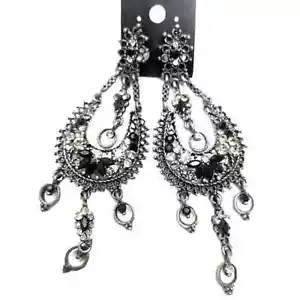 Pendientes Damas Mujeres Moda Joyería Araña Colgante Pierce Tachuela Trasera Negro - Imagen 1 de 6