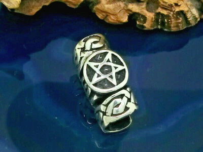 Pentagramm Knoten Bartperle 925 Echt Silber Haarperle Dreads Wikinger Kelten - Bild 1 von 2