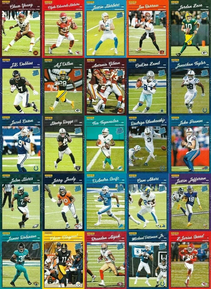 2020 PANINI INSTANT RATED ROOKIE RETRO NFL CARDS #1 - 45 SINGLES /2044  YOU PICK - Image 1 of 2
