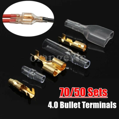 70/50sets 4.0mm Bullet Terminal Car Electrical Male  Female Wire Crimp Connector - Image 1 of 4
