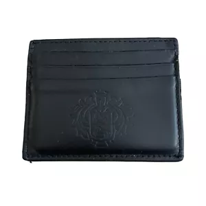 Credit Card Holder Money wallet Black leather Embossed Crest - Picture 1 of 5