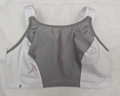 Sujetador deportivo Glamorise Sport talla 40F Cusom Control gris blanco estilo 1166 3282 Foto 1 de 4