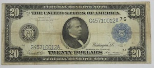 Series 1914 Large Size Blue Seal $20 Fed Res Note 7-G Chicago FINE Fr#991 - Picture 1 of 4