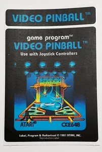 Replacement Atari 2600 Video Pinball Label - Machine cut just peel and stick - Picture 1 of 3