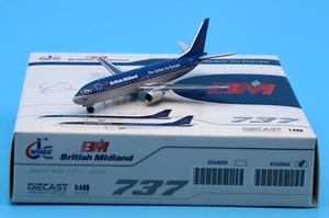 JC Wings 1:400 British Midland Boeing B737-400 pressofuso aereo jet modello G-OBMG - Foto 1 di 13