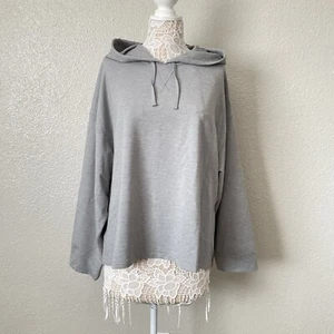 Nike Yoga Sz XL Gray Dri-Fit Cropped Hoodie Terry Loose Fit Moisture Wicking - Picture 1 of 17
