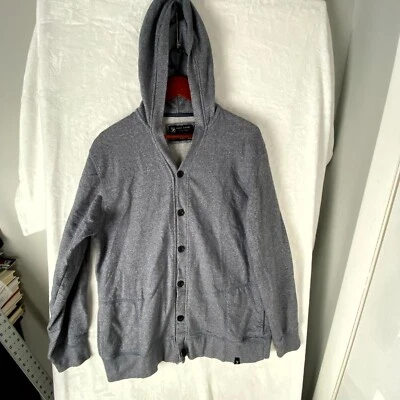 Suéter Marc Ecko Corte y Costura Para Hombres XL Gris Algodón Manga Larga Con Capucha Botón Frontal Foto 1 de 4