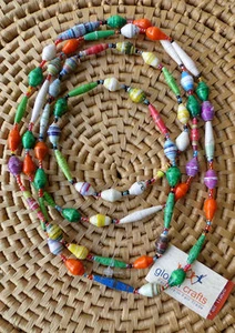 Afrikanischer Schmuck Papierperlen glänzend Halskette Kenia Fair Trade neue Farben FFF - Bild 1 von 1