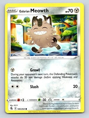 Galarian Meowth HP 70 Slash Attack Rarity Colorless Pokémon Card - Image 1 of 4
