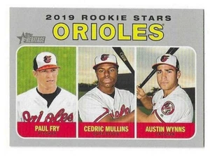2019 TOPPS HERITAGE FRY CEDRIC MULLINS WYNNS ROOKIE STARS #343 ORIOLES - Picture 1 of 2