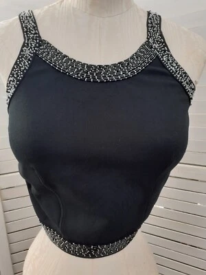 Top de noche Georgio Armani negro con cuentas Foto 1 de 4
