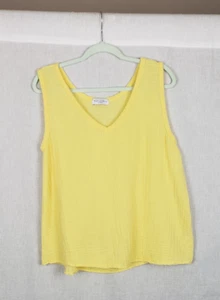 Michael Stars Los Angeles Sleeveless Gauze Top Blouse S Butter Yellow Casual USA - Picture 1 of 5