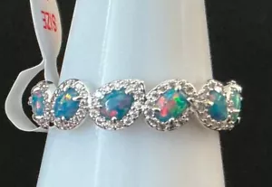 Bomb Party Ring “Happiness In Sparkle” RBP8290 Lab Emerald Fire Opal Rhodium 10 - Picture 1 of 2
