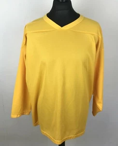CCM Air-Knit Yellow Blank Hockey Jersey Men's Size L Made in Canada Hockey Shirt - Picture 1 of 12