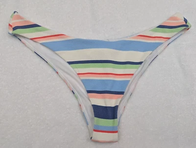 NWOT Roxy sz XL Line Up Cheeky high leg Bikini Bottoms stripes colorful 0908 - Image 1 of 3