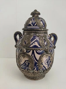 ANTIQUE OTTOMAN PERSE VASE ART MIDDLE EAST JARS POT CERAMICS BRONZE ORIENTAL - Picture 1 of 8