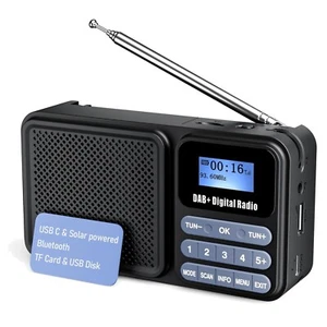 Tragbares Digitalradio Bluetooth FM DAB+ Akku USB Solar Taschenradio - Bild 1 von 10