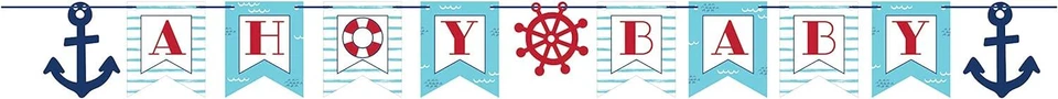 Nautical Sea Boat Anchor Ship Yacht Baby Shower Party Decoration Ribbon Banner - Image 1 of 1