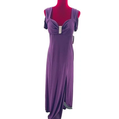 MADRE DE LA NOVIA R&M Richards 14 1X Plus Maxi Vestido Morado Hombro Frío B53 Foto 1 de 4