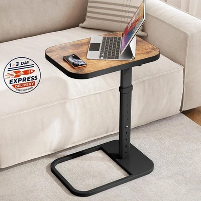 Mesa auxiliar con bandeja, altura ajustable, tapa abatible y esquinas metálicas Foto 1 de 4