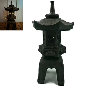 Asian Pagoda Temple 1-Light 17 In. Integrated LED Solar Outdoor Garden Yard Gray - Picture 1 of 3