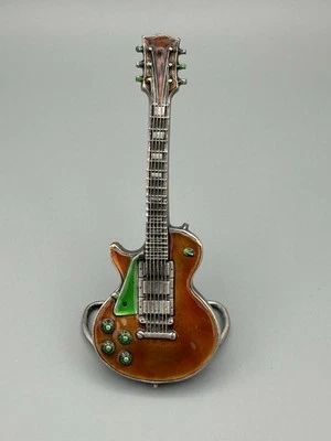 Hebilla de guitarra eléctrica Gibson Bergamot Brass Works 1981 esmaltada naranja verde de colección Foto 1 de 4