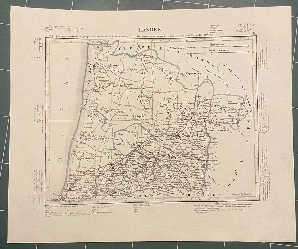 carte geo. ancienne 1832 des LANDES - Photo 1/1