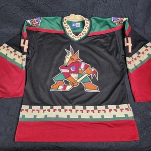 Vintage handsigniertes Phoenix Coyotes Starter Hockey Trikot Gr. LG 90er #4 Diduck - Bild 1 von 12
